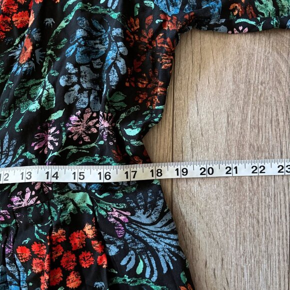 Knox Rose Floral Wide Leg Puff Sleeve Black Jumpsuit with Pockets Size XL - Picture 7 of 15